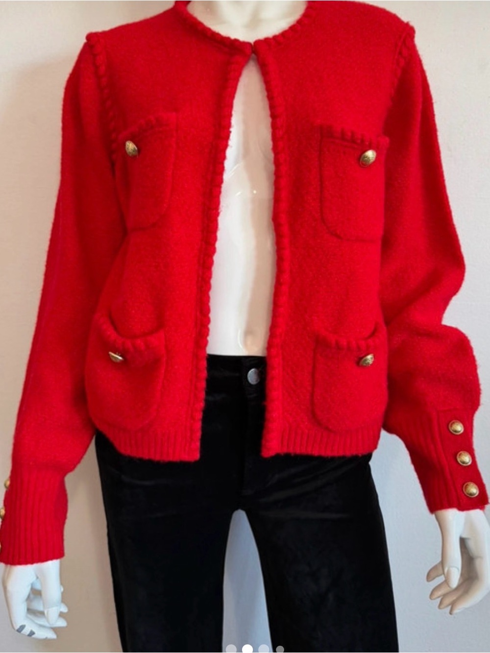 J. Crew Red Knit Pocket Cardigan Jacket